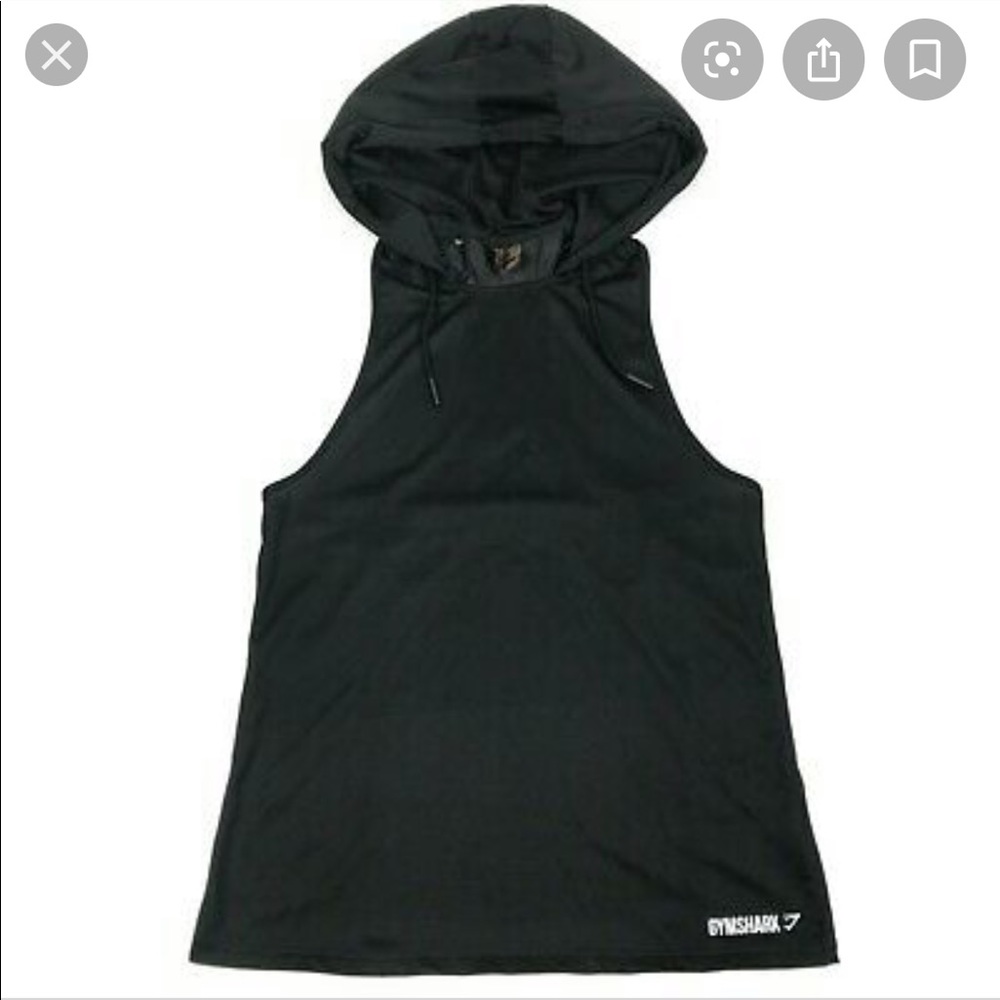 GYMSHARK BLACK SLEEVELESS HOODIE TANK